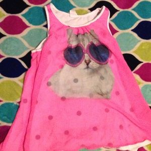 Cat sleeve less t-shirt